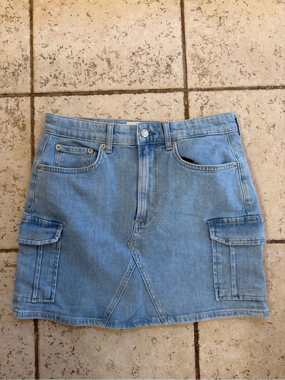 Rails Light Blue Denim Cargo Mini Skirt